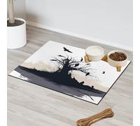 Black Dead Tree Bird Crow Pet Feeding Mat for Cat Dog Water Bowl Food Mats Pet Feeding Mats Absorbent Nti-Slip Contain Spills Protects Floors Placemat 43.1 x 76.2 cm