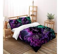 Black Death Bedding Set Super King（260x220cm）, Terror Comforter Cover Kids Adults Bedroom Decor, Devil's Skull 3D Print Duvet Insert 3Pcs with Zipper Closure