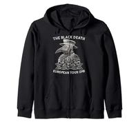 Black Death, European Tour 1348, Plague Doctor, Tattoo Style Zip Hoodie