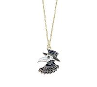Black Death Plague Doctor Necklace Skull Goth Pagan Chain Gift Gold Steampunk Gothic Raven Alchemist Alchemy Crow Beak Mask Macabre Jewellery Steam Punk Venetian Healer Nocturne Dead Disease