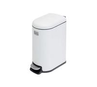 BLACK+DECKER BXBN61589E 10 Litre Slimline Pedal Bin with Soft Close Lid, Bathroom & Kitchen Bin for Indoor Waste Recycling, 39 x 19 x 32.5cm, White