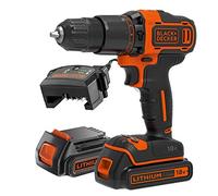 BLACK+DECKER 18 V Cordless 2-Gear Combi Drill with Kitbox and 2X 1.5 Ah Lithium Ion Batteries