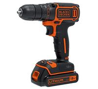 BLACK+DECKER 18 V Cordless Drill Driver with 1.5Ah Lithium Ion Battery ,Black/Orange,BDCDC18-GB