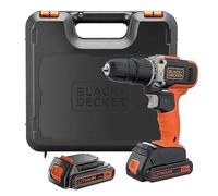 BLACK+DECKER 18V Cordless 2-Speed Hammer Drill with Two 1.5Ah Batteries and 400mA Charger, 45Nm Torque, LED Worklight, BCD003C2K-GB