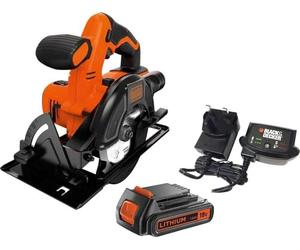 BLACK+DECKER 18V Cordless Circular Saw, 140mm Blade, 43mm Max Cut Depth, Metal Shoe with Sight Line & Dust Extraction, 1.5Ah Battery & Charger Included, BDCCS18C1-GB