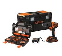 BLACK + DECKER 18V Cordless Hammer Drill with 104 Accessories and Toolbox