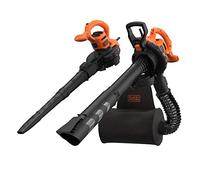 Black+Decker 3-in-1 Elektro-Laubsauger & Laubbläser (2.900 Watt, mit Häcksler, hohe Blasgeschwindigkeit von 315 km/h, 55l Fangsack-Rucksack, für Terrassen, Wege, Einfahrten) BEBLV260