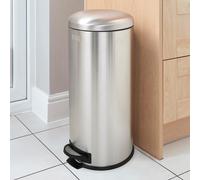 BLACK+DECKER 30 L Dome Lid Pedal Bin - Stainless Steel