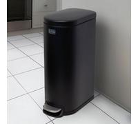 BLACK+DECKER BXBN61539E 30 Litre Slimline Pedal Bin with Soft Close Lid, Kitchen Bin for Indoor Waste Recycling, 61 x 23 x 44cm, Black