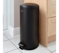 BLACK+DECKER 30L Dome Lid Pedal Bin - Matt Black
