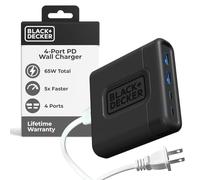 BLACK & DECKER 4 Port PD Power Station USB Hub, Black