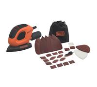 BLACK+DECKER 55W Compact Electric Mouse Sander, with Dust Extraction Port and 15 Accessories, Including Sanding Sheets, Detail Sander Tips, and Soft Bag, BEW230BC-GB