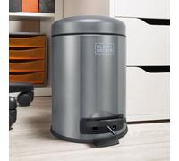 Black+Decker 61319 5L Dark Stainless Steel Dome Shaped Pedal Bin With Soft Close Lid