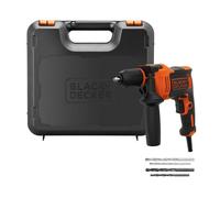 BLACK+DECKER 710W High Performance, 0-2800 RPM Corded Hammer Drill, with 4 Drill Bits and Kitbox, BEH710K-GB
