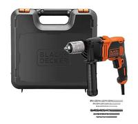 BLACK+DECKER 850W 1 Gear Hammer Drill, Variable Speed, Spindle Lock, Compact & Lightweight, Includes 6 Drill Bits & Kitbox, BEH850K-GB