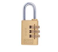 BLACK+DECKER 8711252232263 Vorhängeschloss Kombinationsschloss 30mm Padlock Combination Lock 30 mm, Gold