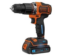 Black + Decker bdchd18kst-qw Hammer Drill Driver, 18 V Lithium Battery, 1.5 Ah, Smart Tech Technology, Orange/Black, Orange, BDCHD18KST-QW, 18 voltsV