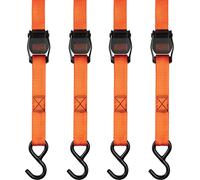 BLACK+DECKER BDX1004 Black/Orange 1" x 10' Cam-Buckle Tie Down Strap with Hooks (Supports 900 lbs of Cargo), 4 Pack