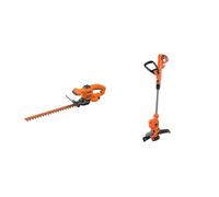 BLACK + DECKER BEHT201-GB Hedge Trimmer, 240 V, Black, 45 cm & BLACK + DECKER BESTA530-GB Corded Strimmer, 550 W, 240 V, Black, 30 cm