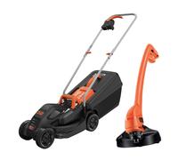 Black+Decker BEMW351GL2 Electric Lawnmower/Trimmer Kit (1,000 W, 32 cm Cutting Width, Triple Axial Cutting Height Adjustment, 35 L Grass Catcher