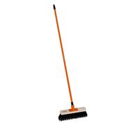 BLACK+DECKER Broom With Long Handle 150cm - Street Broom 45cm Wide - Wooden Head With Plastic Bristles 7cm - Orange