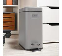 BLACK+DECKER BXBN00013E 5L Grey Pedal Bin with Soft Close Lid, Stainless Steel, 30cm x 14cm x 29cm