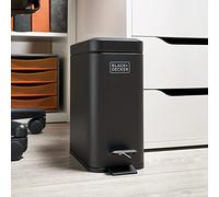 BLACK+DECKER BXBN0007E 5L Black Pedal Bin with Soft Close Lid, Stainless Steel, 30cm x 14cm x 29cm