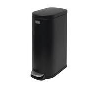 BLACK+DECKER BXBN61539E 30 Litre Slimline Pedal Bin with Soft Close Lid, Kitchen Bin for Indoor Waste Recycling, 61 x 23 x 44cm, Black