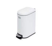 BLACK+DECKER BXBN61589E 10 Litre Slimline Pedal Bin with Soft Close Lid, Bathroom & Kitchen Bin for Indoor Waste Recycling, 39 x 19 x 32.5cm, White