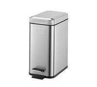 BLACK+DECKER BXBNOOO5E 5L Metallic Grey Pedal Bin with Soft Close Lid, Stainless Steel, 30cm x 14cm x 29cm (Packaging may vary)