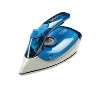 BLACK+DECKER BXIR1000E Travel Iron, 1000W, Dual Voltage 120V & 240V, Steam Flow 50g/min, Continuous Steam at 20g/min, Stainless Steel, Blue