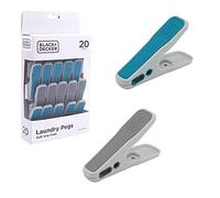 BLACK+DECKER BXLP0001GB 20pk Laundry Pegs, 2 Colours, Indoor/Outdoor Use, Inner and Outer Grips
