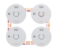 Black+Decker Connected 3 Smoke Alarm + 1 Heat Alarm Bundle 4 Pack. Wireless Interlinked, 10 Year Lithium Battery.