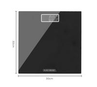 Black + Decker Digital Bathroom Scales, High Precision Sensor System, Durable Tempered Glass, LCD Display, Black