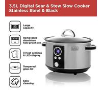 Black & Decker Digital Slow Cooker 3.5ltr BXSC16044GB