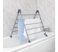 BLACK+DECKER Extendable Over Bath Airers, Two Colours, Adjustable Rotation, 10 Bars with 5.6m Total Drying Space, Folds for Compact Storage, Grey (63219, 63229)
