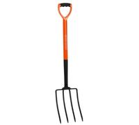 Black+Decker Garden Fork with Handle 100 cm - 4 Prong Manure Fork - Carbon Steel Garden Tool - Pitchfork with Ergonomic Handle