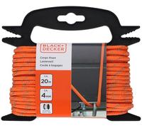 BLACK+DECKER Lashing Strap with roll 20M - Incl. Lashing Strap Winder - Transport Rope - Elastic Cord - with Reflective Parts - Transport Management - Nylon/Plastic - Orange/Black