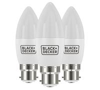 BLACK+DECKER® - LED Candle Lightbulbs - Pack of 3 Light Bulbs • 4.2W • B22 Bayonet Base • Warm White 2700K • Non-Dimmable • 470 Lumens • Energy Class E