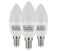 BLACK+DECKER® - LED Candle Lightbulbs - Pack of 3 Light Bulbs • 4.2W • E14 Screw Base • Daylight 6500K • Non-Dimmable • 470 Lumens • Energy Class E