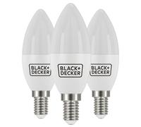 BLACK+DECKER® - LED Candle Lightbulbs - Pack of 3 Light Bulbs • 4.2W • E14 Screw Base • Warm White 2700K • Non-Dimmable • 470 Lumens • Energy Class E