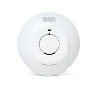 BLACK + DECKER MAINS SMOKE ALARM 9V BATTERY BACK UP - Mains Powered Optical Smoke Detector, Interlink Alarms for full Home Protection, FAST FIX Easy Installation Base, Test Button, White