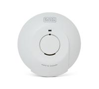 BLACK + DECKER MAINS SMOKE ALARM 9V BATTERY BACK UP - Mains Powered Optical Smoke Detector, Interlink Alarms for full Home Protection, FAST FIX Easy Installation Base, Test Button, White