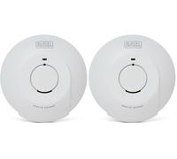 BLACK+DECKER Mains Smoke Alarm. Mains Powered Smoke Detector, Interlinked Wired with Battery Back Up. Optical Smoke Alarm for Home with FAST FIX Easy Install Base and Test Button. White (Pack of 2)