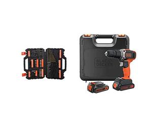 BLACK + DECKER Mixed Drilling and Screwdriving Set A7200-XJ & BLACK+DECKER BCD003C2K-QW 18V 21.000 ipm Hammer Drill with 2 Lithium Batteries 1.3Ah and Case