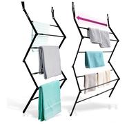 BLACK+DECKER Over The Door Expandable Telescopic Drying Rack Clothes Organizer Towel Hanger Laundry Collapsible Black