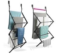 BLACK+DECKER Over The Door Expandable Telescopic Drying Rack, Clothes Organizer, Towel Hanger, Laundry, Collapsible, Black