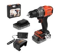 BLACK+DECKER Powerconnect 18V Cordless Drill with 2 x 2.0Ah Batteries, 1A Charger and Kitbox, BCD382D2XK-QW