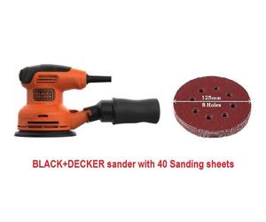 Black & Decker Random Orbital Sander 240V 125mm With 50 Sanding Disc 8 Holes