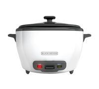 BLACK+DECKER Rice Cooker 28 Cups Cooked (14 Cups Uncooked) with Steaming Basket, Removable Non-Stick Bowl, White